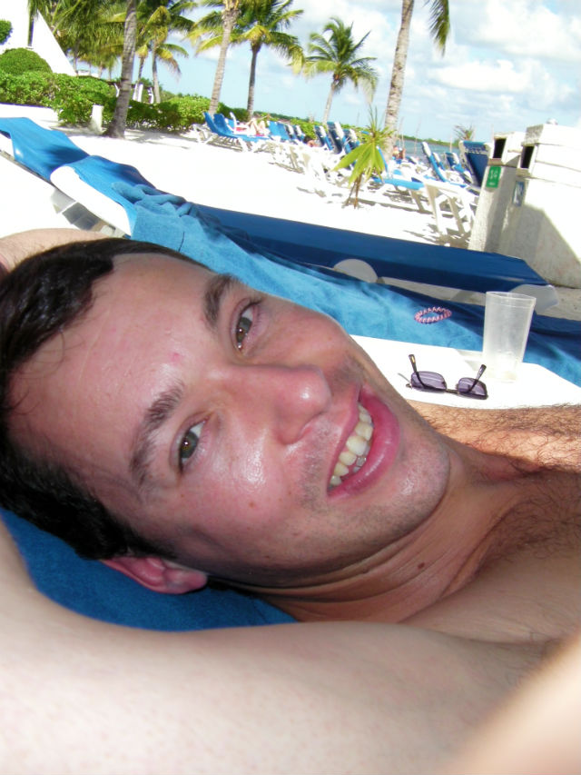 Beach Lounging Relaxation Suntanning Blue Bay Grand Esmeralda All Inclusive Playa Del Carmen Riviera Maya Mexico Vacation I think I look a little tipsy here but Vera really likes this photo, so...