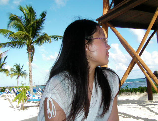 Photographer Beautiful Young Woman Beach Lounging Relaxation Suntanning Blue Bay Grand Esmeralda All Inclusive Playa Del Carmen Riviera Maya Mexico Vacation My special lady, the photographer, looking out to sea