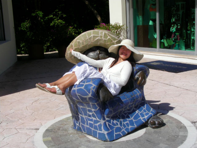 Mexican Santa Claus Sombrero Tile Sculpture Art Sitting on Lap Blue Bay Grand Esmeralda All Inclusive Playa Del Carmen Riviera Maya Mexico Vacation Isn't she cute?