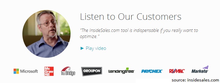 InsideSales Testimonial Video and Well Known Customers